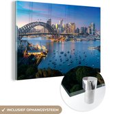 MuchoWow® Glasschilderij 120x80 cm - Schilderij acrylglas - Uitzicht op Sydney, Australië - Foto op glas - Schilderijen