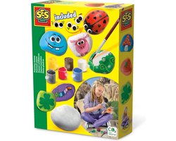 SES Creative – Stenen schilderen – creatieve knutselset vanaf 5 jaar – inclusief stenen, verf, penseel en wiebeloogjes