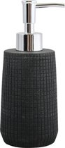 MSV Zeeppompje/dispenser - Squares - kunststeen - zwart - 7 x 18 cm - 275 ml