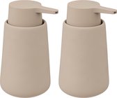 5Five Pompe/distributeur de savon - 2x - Cocoon - pierre artificielle - beige - 15 cm - 300 ml - Salle de bain/toilette/cuisine