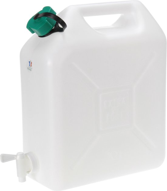 Jerrycan voor water - 2x - 10 liter - Kunststof - met kraantje en dop - Camping van Luxe Campers — afbeelding 2