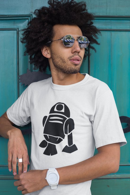 Rick & Rich - T-Shirt R2-D2 3 - T-Shirt Star Wars - Wit Shirt - T-shirt met opdruk - Shirt met ronde hals - T-shirt Man - T-shirt met ronde hals - T-shirt maat XXL