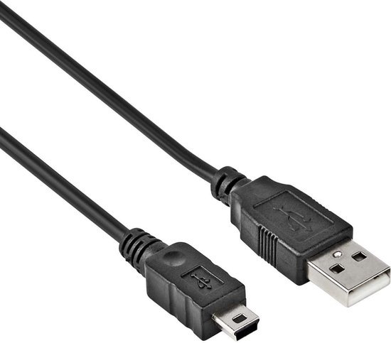 Mini USB kabel 2.0 - Zwart - 1.8 meter - Allteq