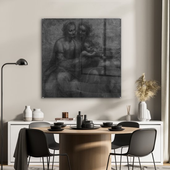 MuchoWow® Peinture sur Verre - Marie avec Enfant et Sainte Anne - Leonardo de Vinci - 90x90 cm - Peintures sur Verre Acrylique - Photo sur Glas