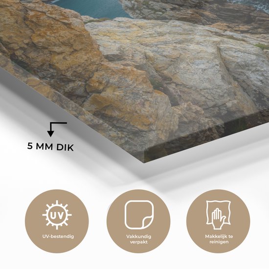 ® Glasschilderij 120x80 cm - Schilderij acrylglas - Uitzicht aan de kust van Bretagne - Foto op glas - Muurdecoratie woonkamer - Wanddecoratie slaapkamer - Schilderijen