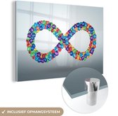 MuchoWow® Glasschilderij 90x60 cm - Schilderij acrylglas - Oneindig teken - Foto op glas - Schilderijen