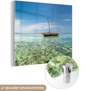 MuchoWow® Peinture sur Verre - Voilier Abandonné - 90x90 cm - Peintures Acrylique - Photo sur Glas