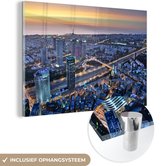 MuchoWow® Glasschilderij 30x20 cm - Schilderij acrylglas - Tel Aviv bij zonsondergang - Foto op glas - Schilderijen
