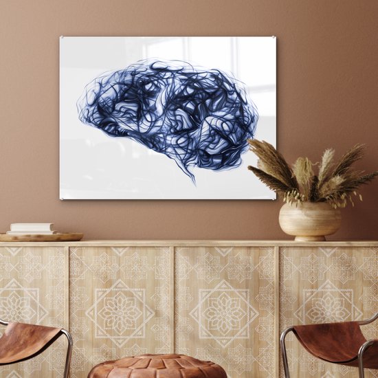 Peinture sur verre MuchoWow® - Vagues pensantes - 80x60 cm - Peintures acrylique - Photo sur Glas
