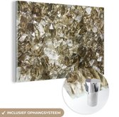 MuchoWow® Glasschilderij 120x80 cm - Schilderij acrylglas - Edelsteen met veel kristalspitsen - Foto op glas - Schilderijen