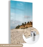 MuchoWow® Glasschilderij 40x60 cm - Schilderij acrylglas - Caribisch strand in Tulum bij Mexico - Foto op glas - Schilderijen