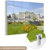 MuchoWow® Glasschilderij 120x80 cm - Schilderij acrylglas - Wenen - Oostenrijk - Kasteel - Foto op glas - Schilderijen