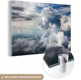 MuchoWow® Glasschilderij 90x60 cm - Schilderij acrylglas - Bewolkt - Foto op glas - Schilderijen