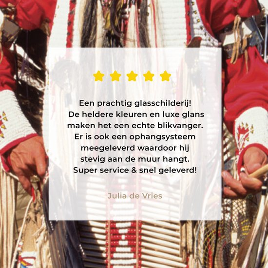 Peinture sur verre - Un Indien devant un tipi - 20x40 cm - Peintures sur Verre Peintures - Photo sur Glas