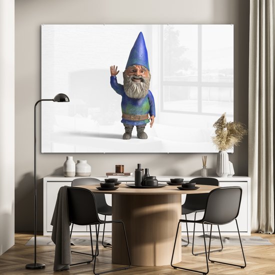 MuchoWow® Peinture sur Verre - Nain de Jardin Ondulant - 180x120 cm - Peintures sur Verre Acrylique - Photo sur Glas
