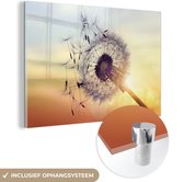 MuchoWow® Glasschilderij 150x100 cm - Schilderij acrylglas - Paardenbloemen - Foto op glas - Schilderijen