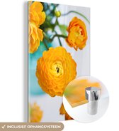 MuchoWow® Glasschilderij 40x60 cm - Schilderij acrylglas - Bloemen - Buiten - Oranje - Foto op glas - Schilderijen