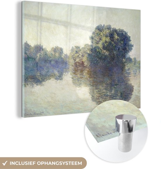 MuchoWow® Glasschilderij 80x60 cm - Schilderij acrylglas - The Seine near Giverny - Schilderij van Claude Monet - Foto op glas - Schilderijen