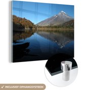 MuchoWow® Glasschilderij 160x120 cm - Schilderij acrylglas - Meer in het Nationaal park Villarrica in Chili - Foto op glas - Schilderijen