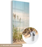 MuchoWow® Glasschilderij 80x160 cm - Schilderij acrylglas - Grassprieten in de duinen - Foto op glas - Schilderijen