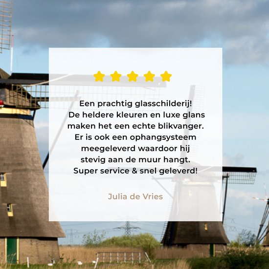 Peinture sur Verre - Moulin à Vent - Paysage - Nederland - 160x80 cm - Peintures sur Verre Acrylique - Photo sur Glas