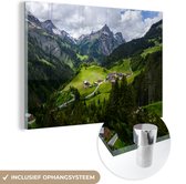 MuchoWow® Glasschilderij 120x80 cm - Schilderij acrylglas - Bergen in Oostenrijk - Foto op glas - Schilderijen