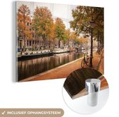 Peinture sur Verre - Amsterdam - Vélo - Automne - 150x100 cm - Peintures sur Verre Peintures - Photo sur Glas