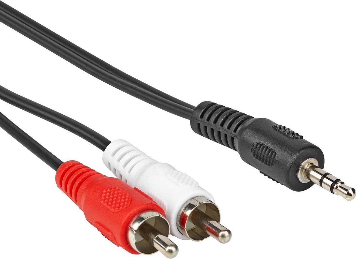 Jack naar tulp kabel 3.5 mm - Universeel - 35 mm jack naar 2x RCA Male - Zwart - 3 meter - Allteq
