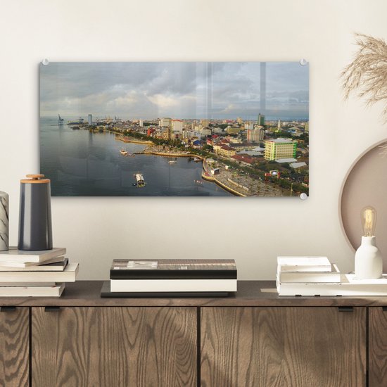 Littoral du port indonésien de Makassar à l' evenaar Plexiglas 40x20 cm - Tirage photo sur Glas (décoration murale en plexiglas)