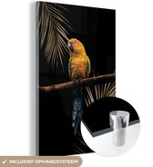 MuchoWow® Glasschilderij 20x30 cm - Schilderij acrylglas - Kleurrijk - Papegaai - Oranje - Foto op glas - Schilderijen