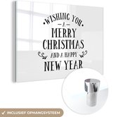 MuchoWow® Peinture sur verre - Citation de Noël Je vous souhaite un joyeux Noël sur fond blanc - 90x60 cm - Peintures sur verre acrylique - Photo sur Glas