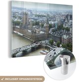 MuchoWow® Glasschilderij 150x100 cm - Schilderij acrylglas - Luchtfoto van Londen en de Big Ben - Foto op glas - Schilderijen