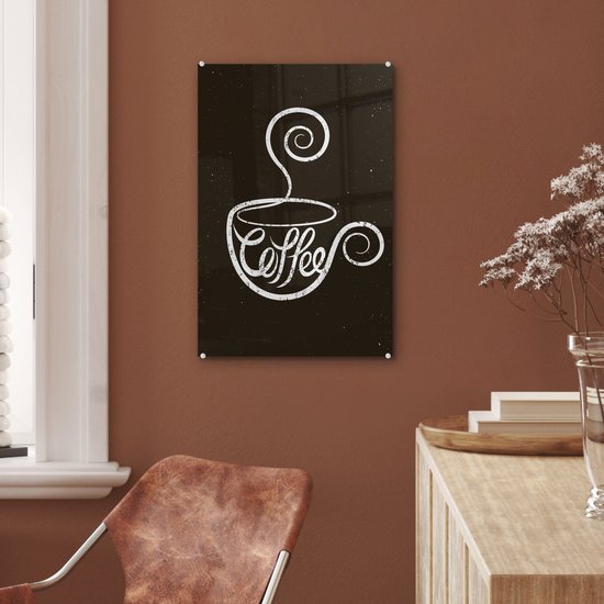 Peinture sur Verre - Café - Proverbes - Tableau Noir - 40x60 cm - Peintures sur Verre Peintures - Photo sur Glas