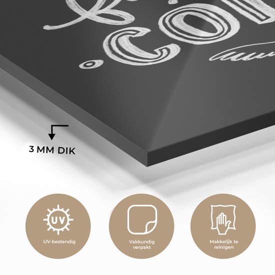 MuchoWow® Peinture sur verre 40x60 cm - Peinture acrylique sur verre - Citations - Mais d'abord le café - Premier café - Proverbes - Photo sur verre - Peintures