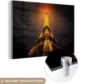 MuchoWow® Glasschilderij 180x120 cm - Schilderij acrylglas - Eiffeltoren - Parijs - Lucht - Foto op glas - Schilderijen