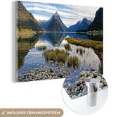 MuchoWow® Glasschilderij 180x120 cm - Schilderij acrylglas - Nationaal park Fiordland in Nieuw-Zeeland - Foto op glas - Schilderijen