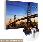 MuchoWow® Peinture sur Verre - Pont - San Francisco - Skyline - 120x80 cm - Peintures sur Verre Peintures - Photo sur Glas