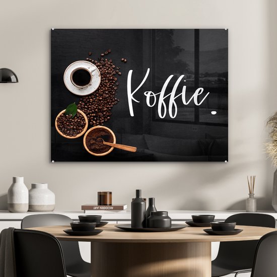 MuchoWow® Peinture sur verre 80x60 cm - Peinture sur verre acrylique - Dictons - Café - Citations - Photo sur verre - Peintures