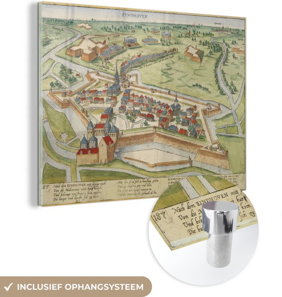 Un plan de la ville historique d'Eindhoven avec différentes couleurs Plexiglas - Carte 40x30 cm - petit - Tirage photo sur Glas (décoration murale en plexiglas)