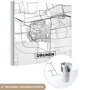 MuchoWow® Peinture sur Verre - Drunen - Zwart Wit - Plan de la Ville - Carte - Carte - Nederland - 20x20 cm - Peintures sur Verre Acrylique - Photo sur Glas