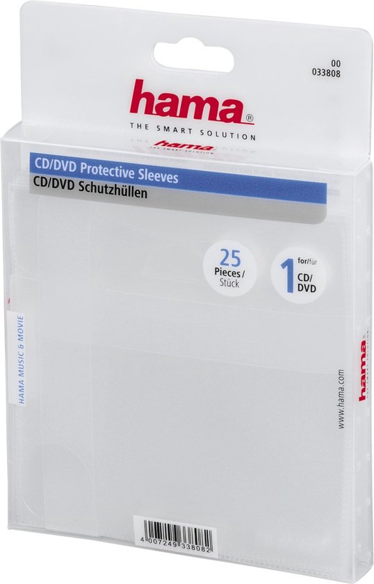 Hama CD/DVD paper sleeves 25-pack transparant | bol