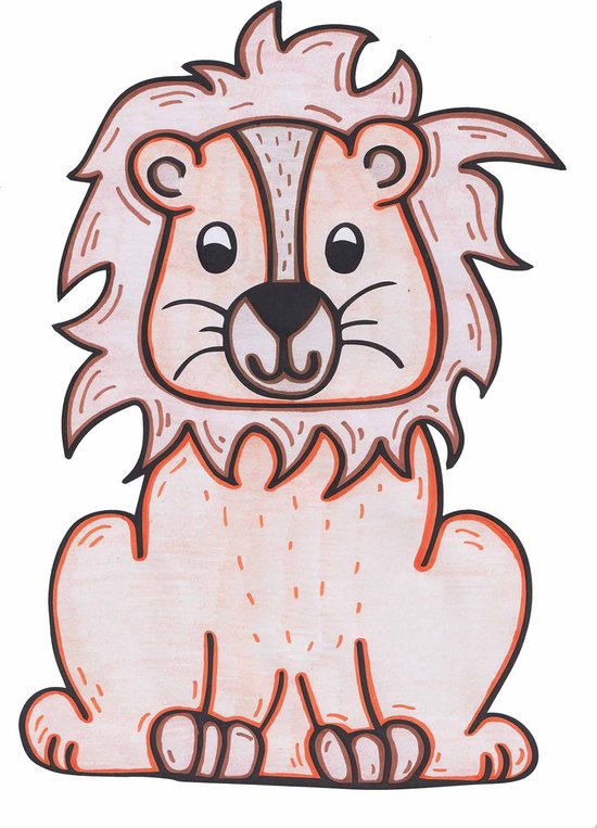 Phanti - Muursticker chambre d'enfant - dessiné à la main - chambre bébé - décoration murale - Animaux - lion - 90 cm de haut - cadeau