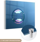 MuchoWow® Glasschilderij 40x30 cm - Schilderij acrylglas - Luchtbel vliegt door de lucht - Foto op glas - Schilderijen