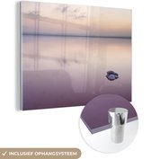 MuchoWow® Glasschilderij 120x90 cm - Schilderij acrylglas - Roze reflectie boven Torrevieja - Foto op glas - Schilderijen