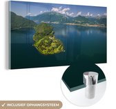 MuchoWow® Glasschilderij 120x60 cm - Schilderij acrylglas - Italië - Comomeer - Alpen - Foto op glas - Schilderijen
