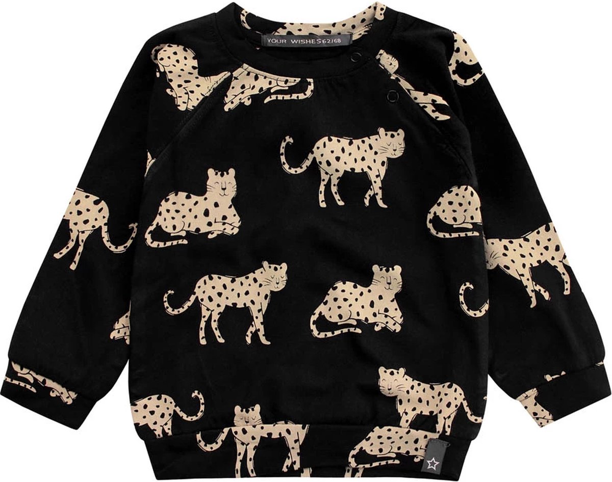 Your Wishes Wild Cheetahs Sweatshirt - Trui - Zwart - Unisex - Maat 50/56