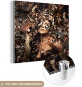 MuchoWow® Tableau sur Verre - Luxe - Femme - Animaux - Papillons - Vogels - 20x20 cm - Peintures sur Verre Acrylique - Photo sur Glas