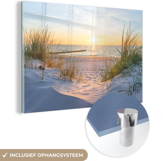 Peinture sur verre - Feuille acrylique - Mer - Dunes - Paysage - Peinture sur verre - Photo sur verre - Verre acrylique - Décoration de chambre - Décoration murale - 30x20 cm - Peintures de salon