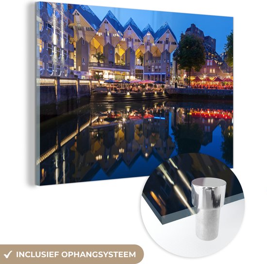 MuchoWow® Glasschilderij - Rotterdam - Water - Haven - Acrylglas Schilderijen - Foto op Glas