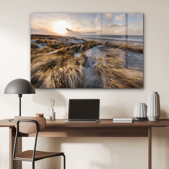 MuchoWow® Peinture sur verre 120x80 cm - Peinture sur verre acrylique - Plage - Mer - Scheveningen - Nederland - Photo sur verre - Peintures